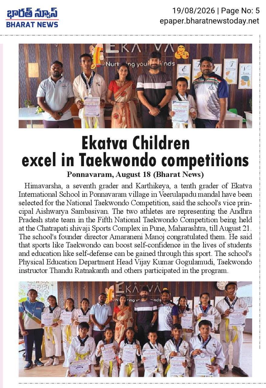 Ekatva Students Shine at National Taekwondo Stage